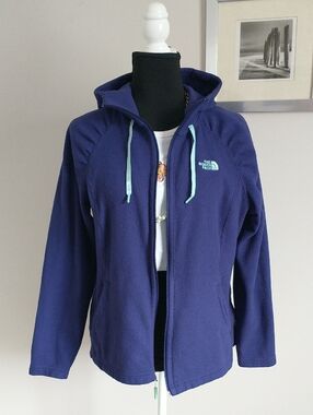 The North Face Purple Hooded Fleece Jacket with Mint Accents. Size L